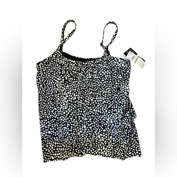 Island Escape swim top NWT size 12 black white polka dot women’s - Picture 1 of 6